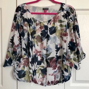 Vince Camuto Ruffled Sleeve Floral Blouse